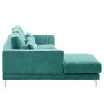 Hoekbank Aniaro Corduroy Poppy: Turquoise - Longchair vooraanzicht links - Aluminium