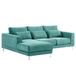 Ecksofa Aniaro Cordstoff Poppy: Türkis - Longchair davorstehend links - Aluminium