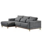 Ecksofa Aniaro Samt Onoli: Anthrazit - Longchair davorstehend links - Buche