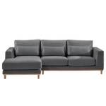 Ecksofa Aniaro Samt Onoli: Anthrazit - Longchair davorstehend links - Buche