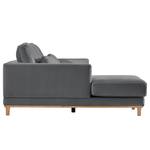 Ecksofa Aniaro Samt Onoli: Anthrazit - Longchair davorstehend links - Buche