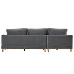 Ecksofa Aniaro Samt Onoli: Anthrazit - Longchair davorstehend links - Buche