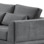 Ecksofa Aniaro Samt Onoli: Anthrazit - Longchair davorstehend links - Buche