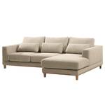 Ecksofa Aniaro Webstoff Maila: Beige - Longchair davorstehend rechts - Buche