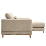 Ecksofa Aniaro Webstoff Maila: Beige - Longchair davorstehend rechts - Buche