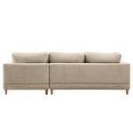 Ecksofa Aniaro Webstoff Maila: Beige - Longchair davorstehend rechts - Buche