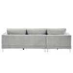 Ecksofa Aniaro Samt Onoli: Hellgrau - Longchair davorstehend links - Aluminium