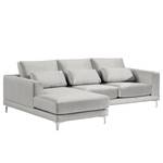 Ecksofa Aniaro Samt Onoli: Hellgrau - Longchair davorstehend links - Aluminium