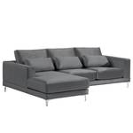 Ecksofa Aniaro Samt Onoli: Anthrazit - Longchair davorstehend links - Aluminium