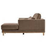 Ecksofa Aniaro Samt Onoli: Braun - Longchair davorstehend rechts - Buche