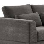 Ecksofa Aniaro Cordstoff Poppy: Grau - Longchair davorstehend rechts - Aluminium