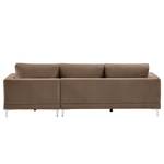 Ecksofa Aniaro Samt Onoli: Braun - Longchair davorstehend rechts - Aluminium