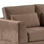 Ecksofa Aniaro Samt Onoli: Braun - Longchair davorstehend rechts - Aluminium