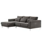 Ecksofa Aniaro Cordstoff Poppy: Grau - Longchair davorstehend links - Aluminium