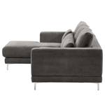 Ecksofa Aniaro Cordstoff Poppy: Grau - Longchair davorstehend links - Aluminium