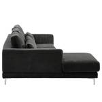 Ecksofa Aniaro Cordstoff Poppy: Anthrazit - Longchair davorstehend links - Aluminium