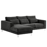 Ecksofa Aniaro Cordstoff Poppy: Anthrazit - Longchair davorstehend links - Aluminium