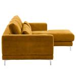 Ecksofa Aniaro Cordstoff Poppy: Senfgelb - Longchair davorstehend rechts - Aluminium