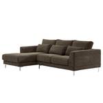 Ecksofa Aniaro Cordstoff Poppy: Braun - Longchair davorstehend links - Aluminium