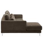 Ecksofa Aniaro Cordstoff Poppy: Braun - Longchair davorstehend links - Aluminium