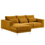 Ecksofa Aniaro Cordstoff Poppy: Senfgelb - Longchair davorstehend links - Aluminium