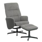 Relaxfauteuil Acous met hocker kunstleer/microvezel - grijs/zwart