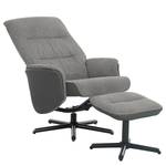 Relaxfauteuil Acous met hocker kunstleer/microvezel - grijs/zwart