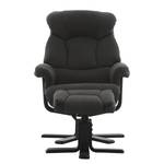 Relaxsessel Agnus mit Hocker Microfaser / Gummibaum massiv - Anthrazit / Schwarz