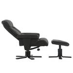 Relaxfauteuil Agnus met hocker microvezel/massief rubberboomhout - antracietkleurig/zwart