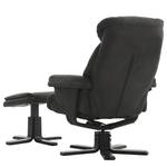 Relaxfauteuil Agnus met hocker microvezel/massief rubberboomhout - antracietkleurig/zwart