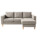 Ecksofa MAISON 2-Sitzer mit Longchair Webstoff Inas: Cappuccino - Longchair davorstehend rechts