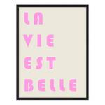 Bild La Vie Est Belle Pink Buche Massiv / Acrylglas - Schwarz - 32 x 42 cm