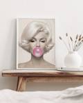 Bild Marilyn Bubble Gum Buche Massiv / Acrylglas - Weiß - 32 x 42 cm