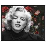 Bild Marilyn Monroe with Flowers Buche Massiv / Acrylglas - Schwarz - 42 x 52 cm