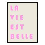 Bild La Vie Est Belle Pink Buche Massiv / Acrylglas - Schwarz - 73 x 93 cm