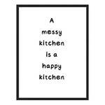 Quadro Happy Kitchen Faggio massello / Vetro acrilico - Nero - 32 x 42 cm