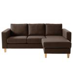 Ecksofa MAISON 2-Sitzer mit Longchair Webstoff - Webstoff Inas: Braun - Longchair davorstehend rechts