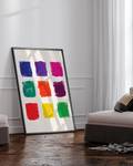 Quadro Grunge Colorful Squares Faggio massello / Vetro acrilico - Nero - 73 x 93 cm