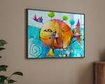 Afbeelding The Colorful Fish massief beukenhout/acrylglas - zwart - 63 x 83 cm