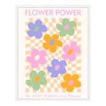 Quadro Flower Power Faggio massello / Vetro acrilico - Bianco - 73 x 93 cm