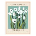 Afbeelding Flower Market Amsterdam massief beukenhout/acrylglas - naturel - 63 x 83 cm