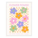 Bild Flower Power Buche Massiv / Acrylglas - Weiß - 63 x 83 cm