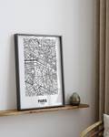 Tableau déco Map Of Paris Hêtre massif / Plexiglas - Noir - 32 x 42 cm