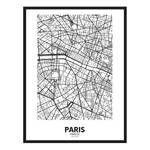 Afbeelding Map Of Paris massief beukenhout/acrylglas - zwart - 63 x 83 cm