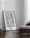 Quadro Map Of Paris Faggio massello / Vetro acrilico - Nero - 73 x 93 cm