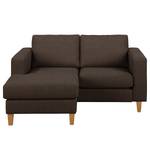 Ecksofa MAISON 1-Sitzer mit Longchair Webstoff Inas: Braun - Longchair davorstehend links