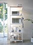 Étagère de cuisine Tower Rack Partiellement en frêne massif / Acier - Blanc - Hauteur : 170 cm