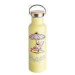 Isolierflasche PEANUTS Edelstahl / Bambus -  Pastellgelb