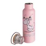 Isolierflasche PEANUTS Edelstahl / Bambus - Pastellrosa