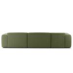 Hoekbank HUDSON 3-zits met chaise longue Bouclé Stof Bony: Mosgroen - Breedte: 317 cm - Longchair vooraanzicht links